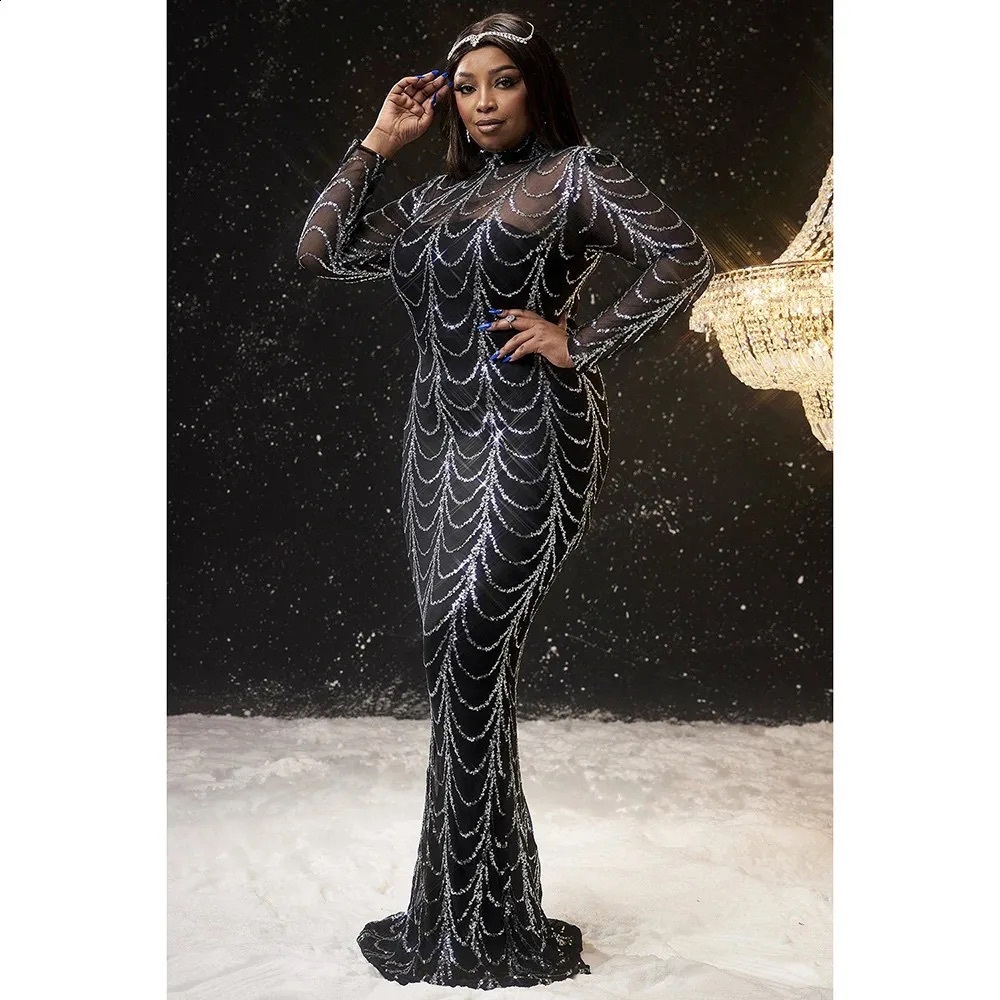 Never Worn Elegant Black and Silver Evening Gown